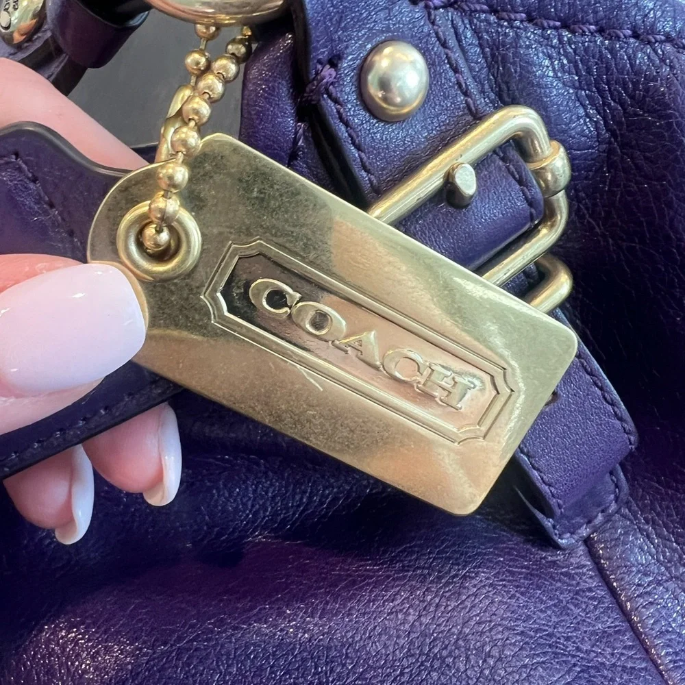 Coach 15958 Madison Purple Leather Large Convertible Shoulder Bag